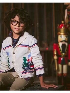 Jane and Jack Train Cardigan Sweater Knit Holiday SOLD OUT ON SITE | Size 4